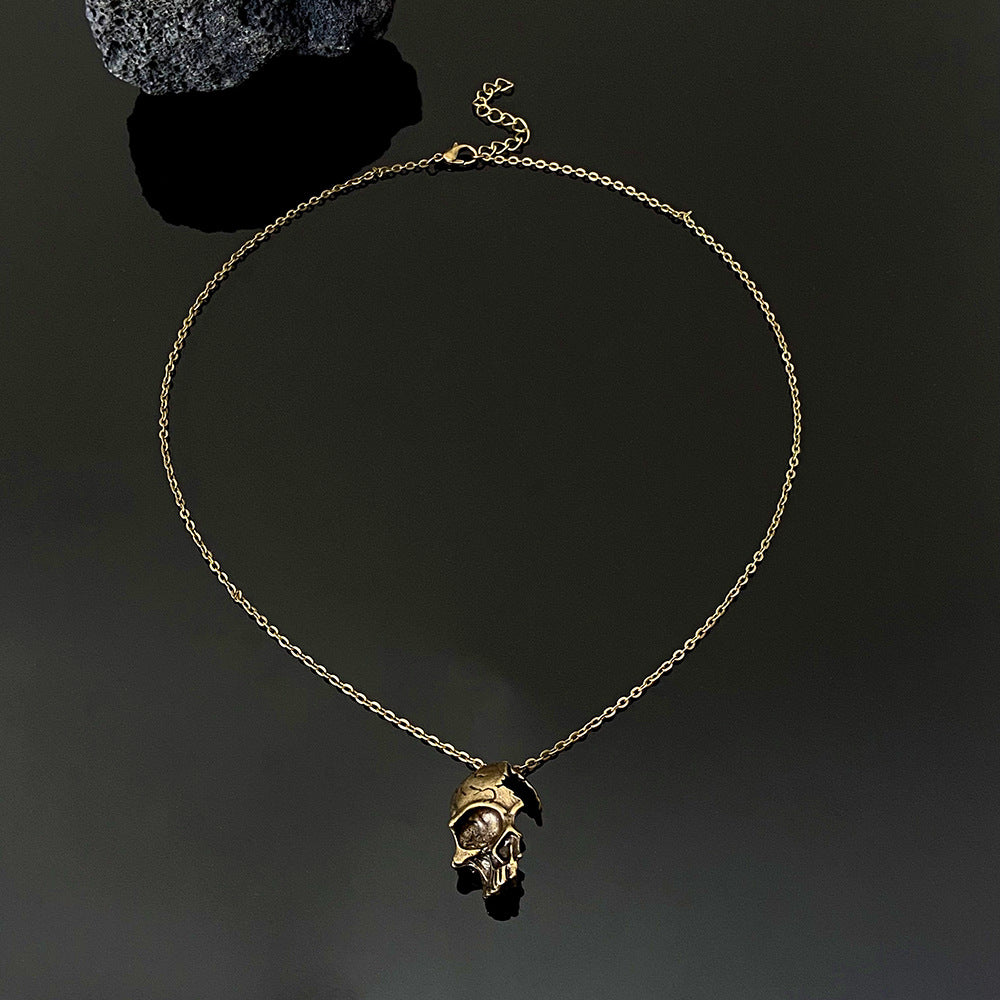 Wholesale Alloy Gothic Half Face Skull Necklace